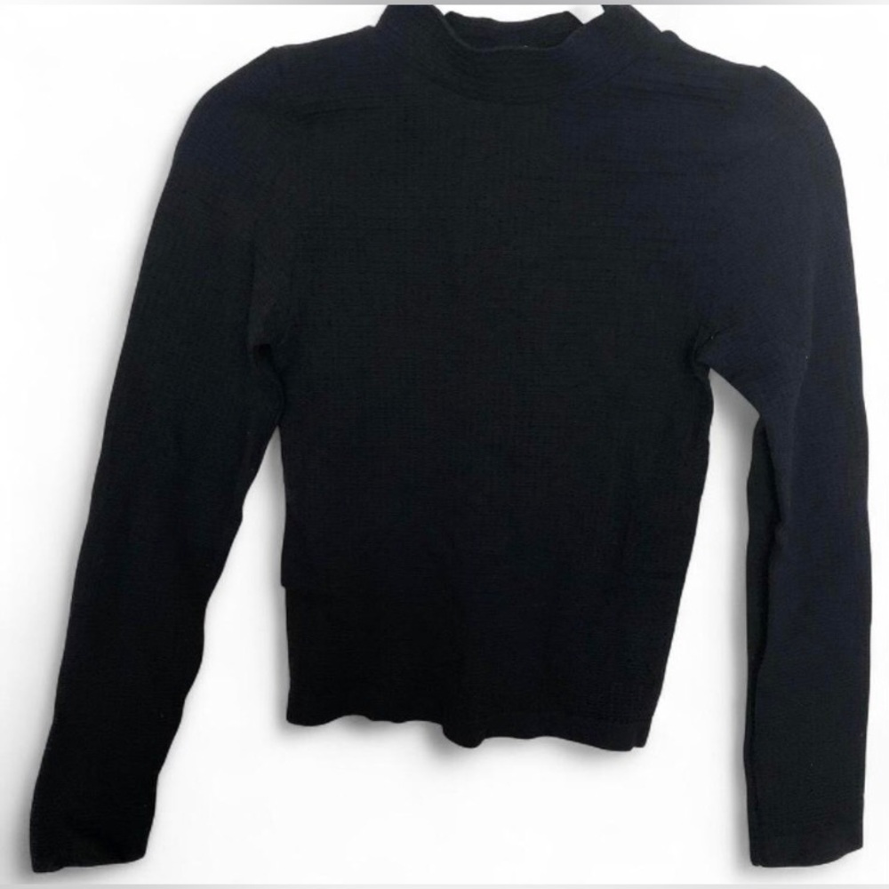 FCT With Love Basics Women's Size Medium Long Sleeve Black Textured Top